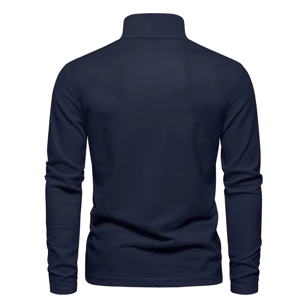 Polo d'Automne pour Hommes - Broderie Couleur Unie à Manches Longues - deslyshopping