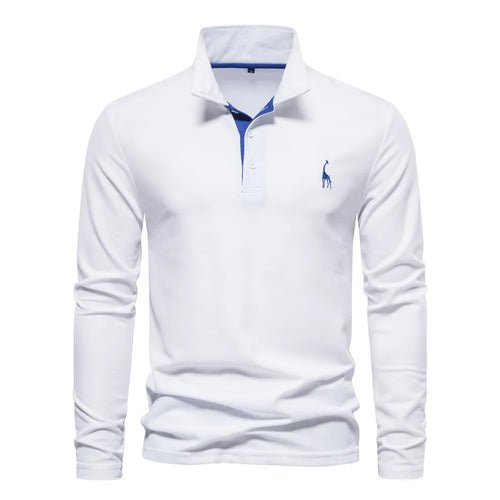 Polo d'Automne pour Hommes - Broderie Couleur Unie à Manches Longues - deslyshopping