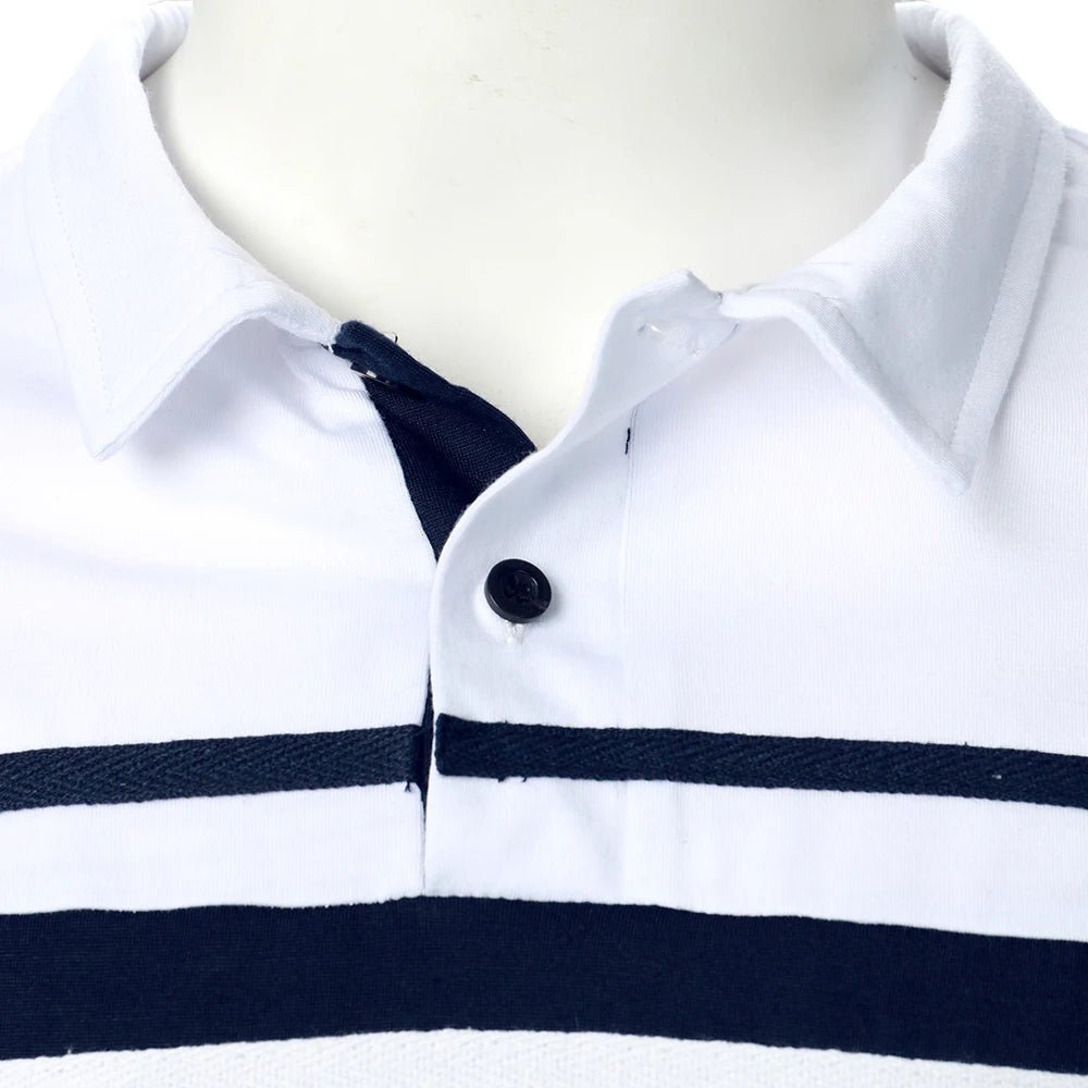 Polo Homme à Rayures – Manches Courtes & Couleur Contrastée - deslyshopping