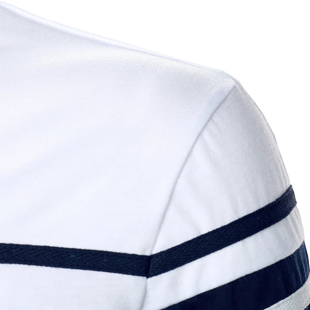 Polo Homme à Rayures – Manches Courtes & Couleur Contrastée - deslyshopping