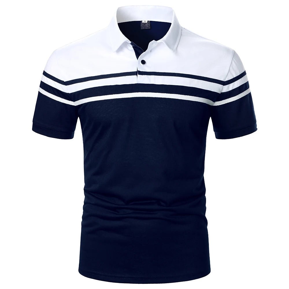 Polo Homme à Rayures – Manches Courtes & Couleur Contrastée - deslyshopping