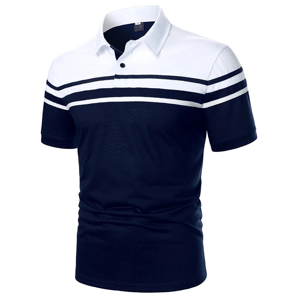 Polo Homme à Rayures – Manches Courtes & Couleur Contrastée - deslyshopping