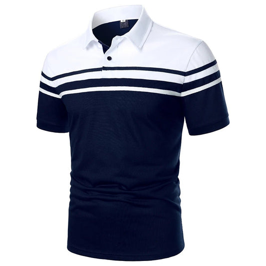 Polo Homme à Rayures – Manches Courtes & Couleur Contrastée - deslyshopping