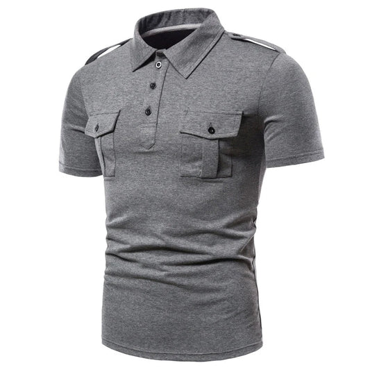 Polo pour Homme Décontracté Couleur Unie à Double Poche - deslyshopping
