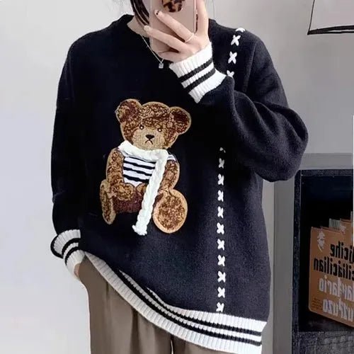 Pull brodé ours mignon Y2K - deslyshopping