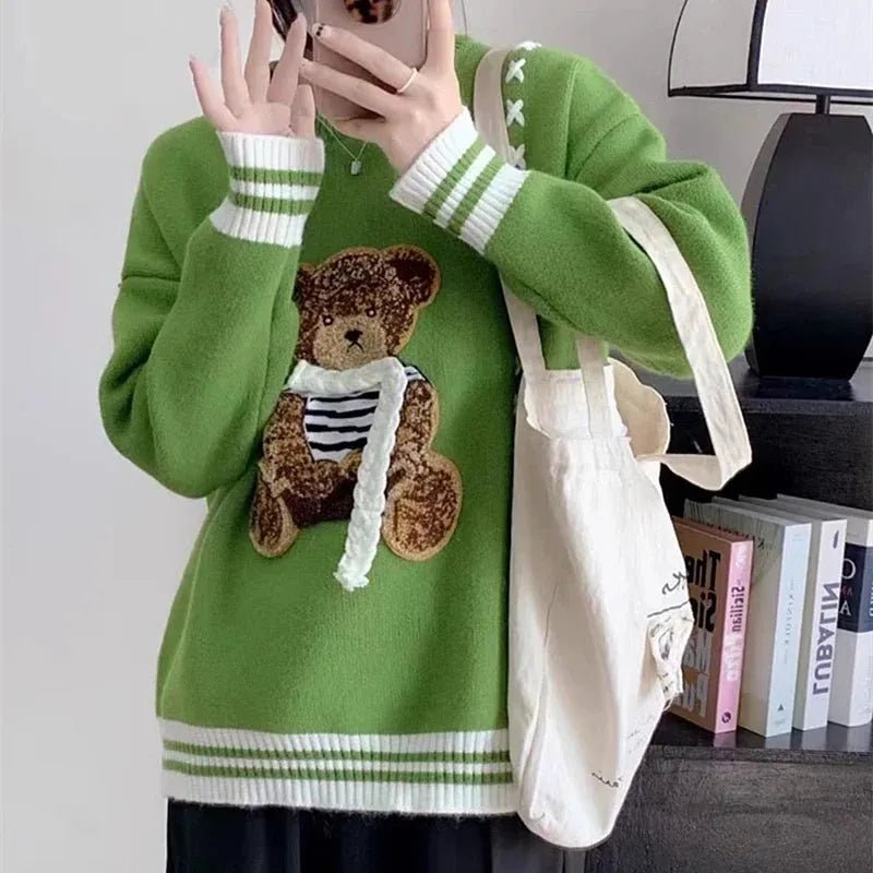 Pull brodé ours mignon Y2K - deslyshopping