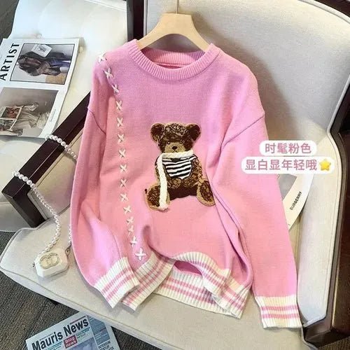 Pull brodé ours mignon Y2K - deslyshopping