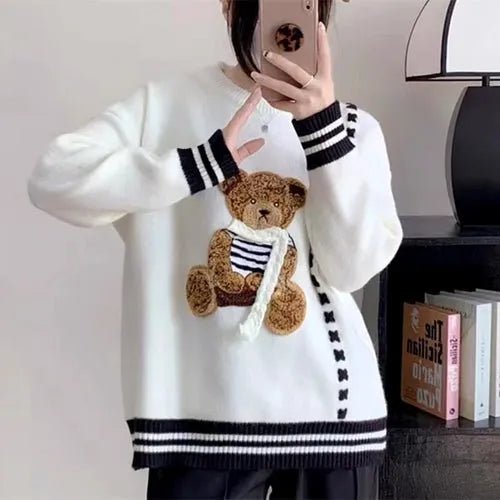 Pull brodé ours mignon Y2K - deslyshopping