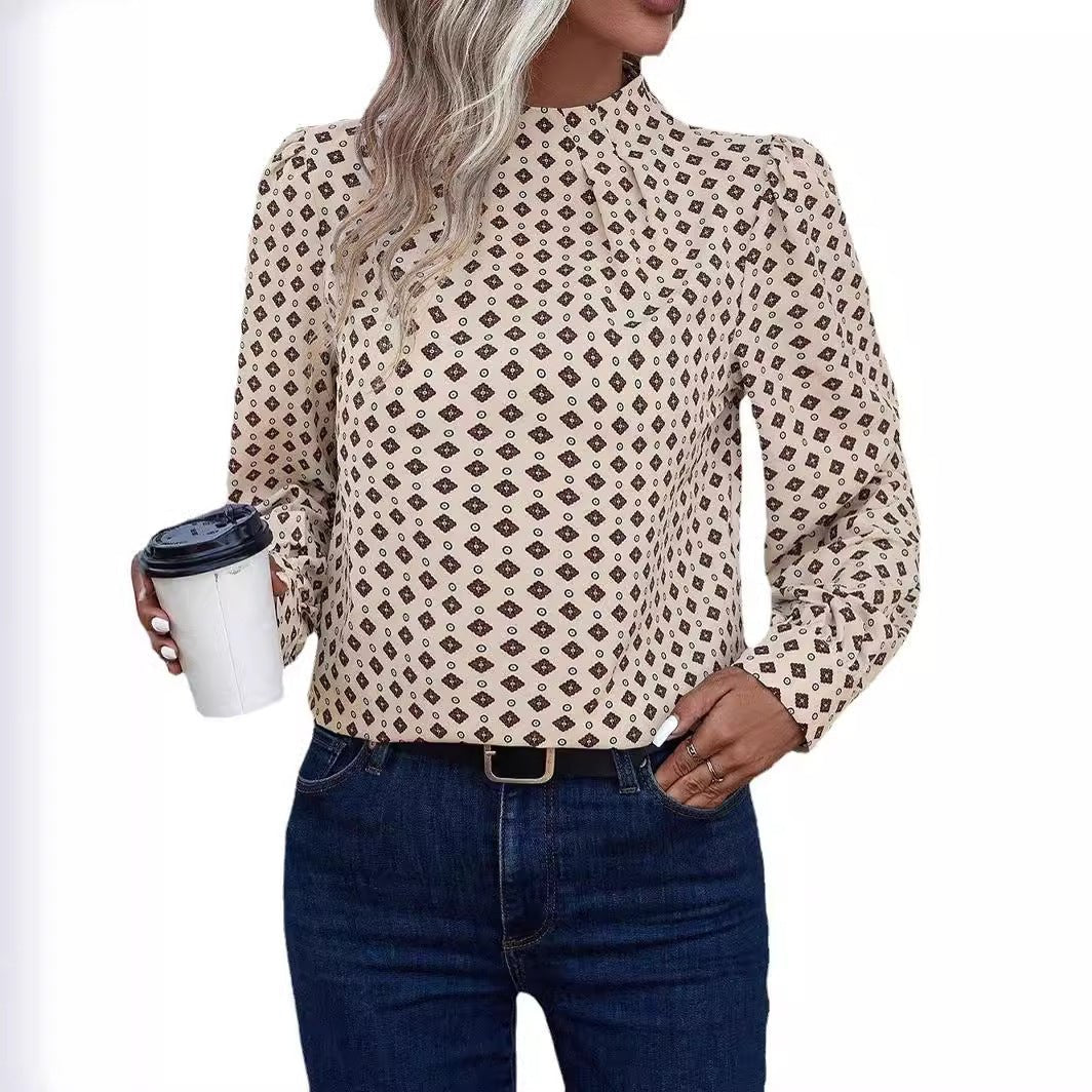 Pull col montant imprimé géométrique - deslyshopping