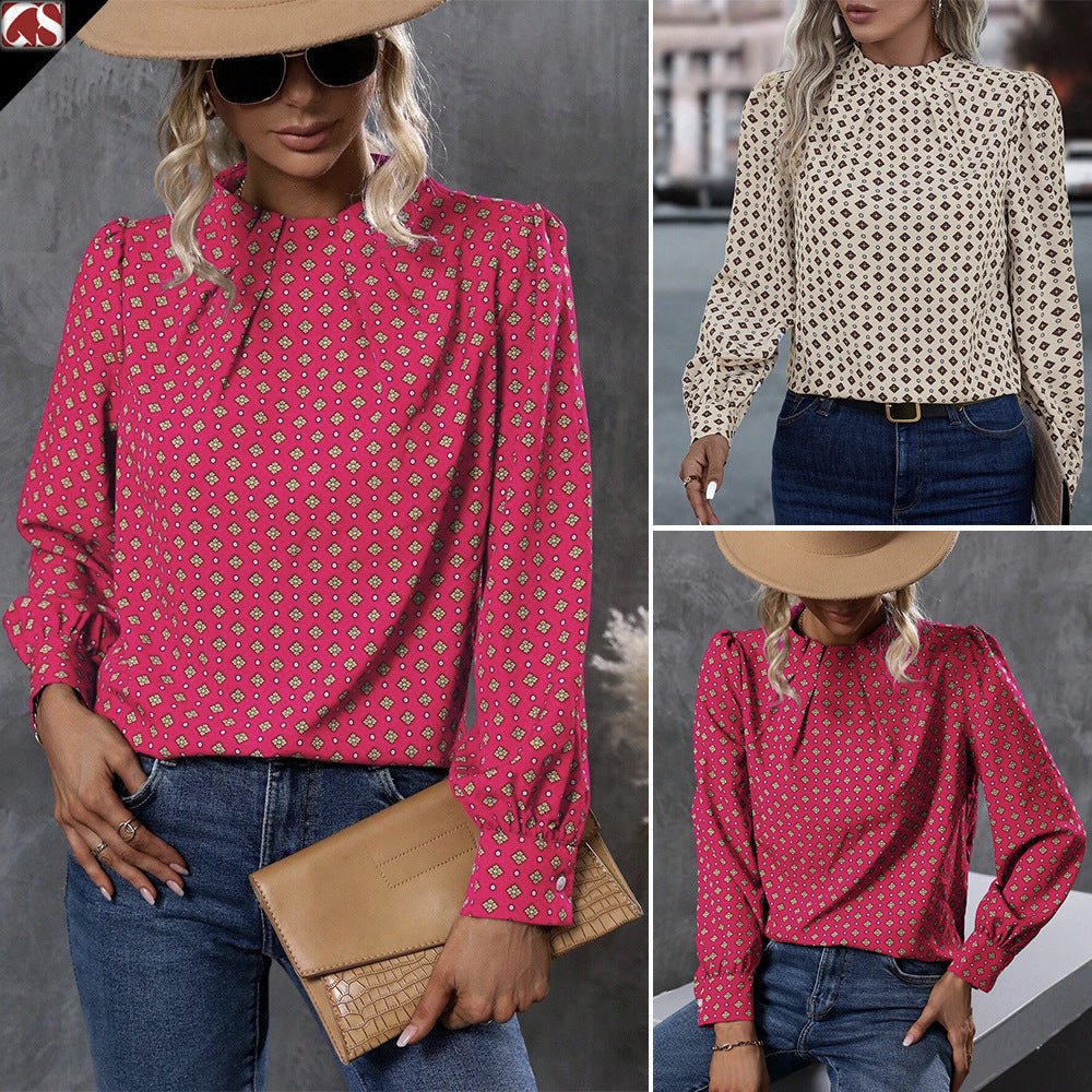 Pull col montant imprimé géométrique - deslyshopping