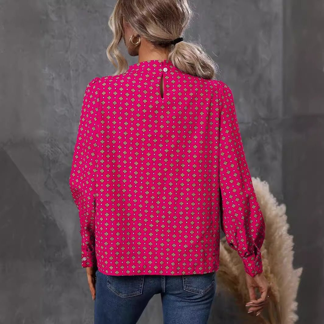 Pull col montant imprimé géométrique - deslyshopping