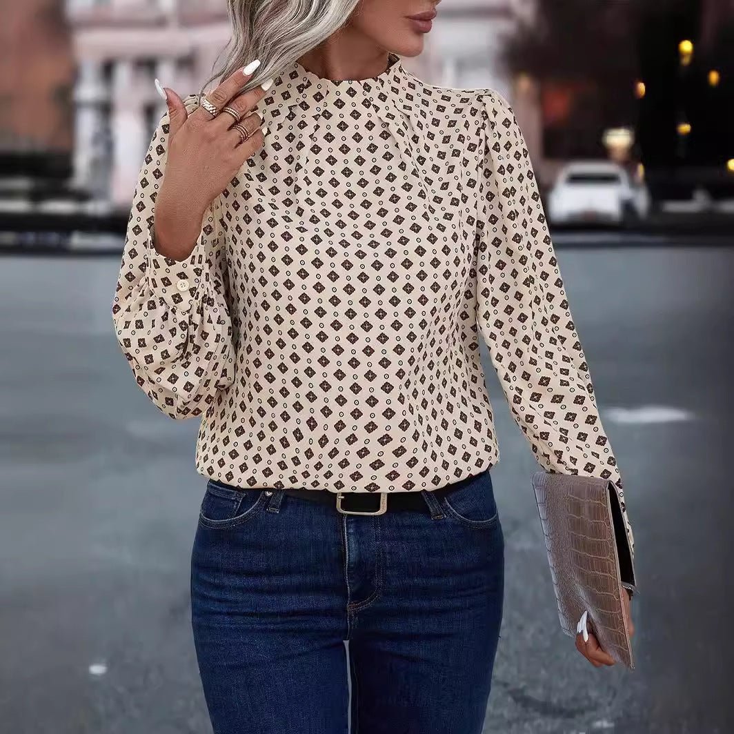 Pull col montant imprimé géométrique - deslyshopping