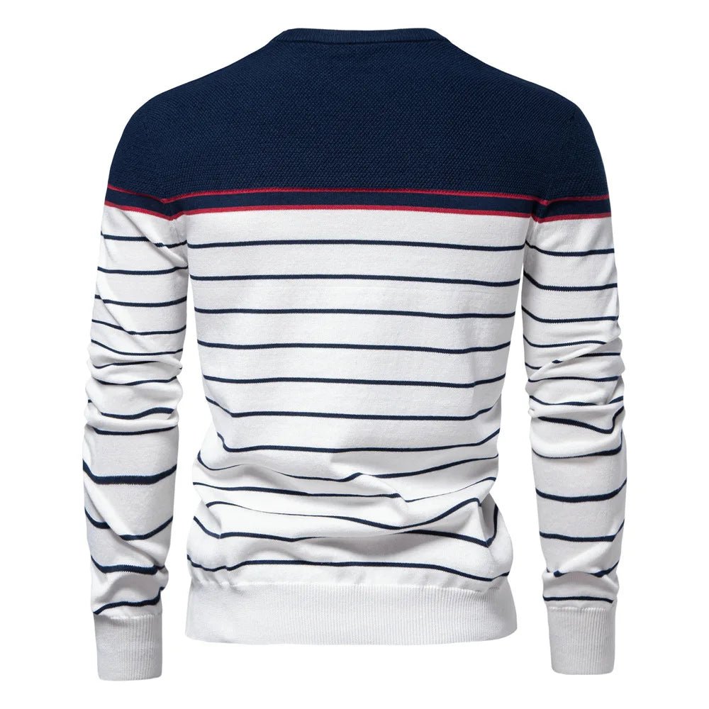 🍂 Pull d'Automne à Col Rond – Rayures Élégantes - deslyshopping