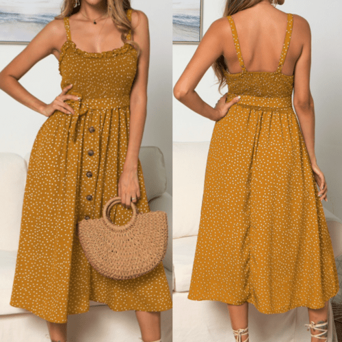 Robe à pois et bretelles spaghetti - deslyshopping