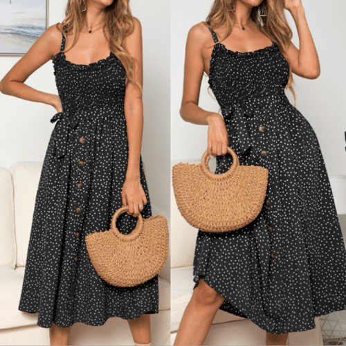 Robe à pois et bretelles spaghetti - deslyshopping