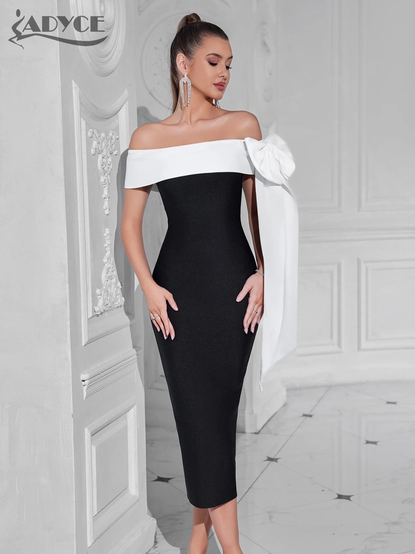Robe avec Nœud et Épaules Dénudées - deslyshopping