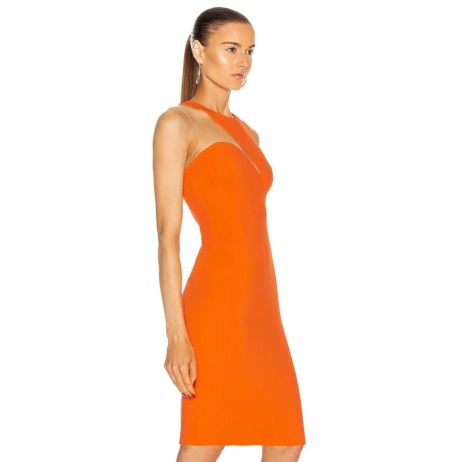 Robe Bandage Midi En Maille Orange - deslyshopping