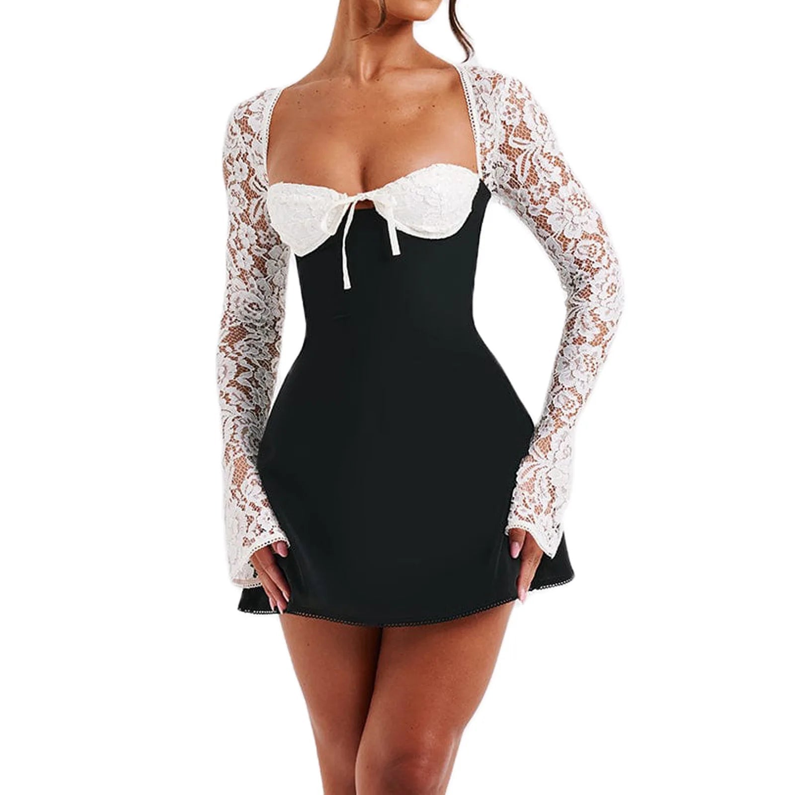 👗 Robe Courte Moulante en Dentelle - deslyshopping