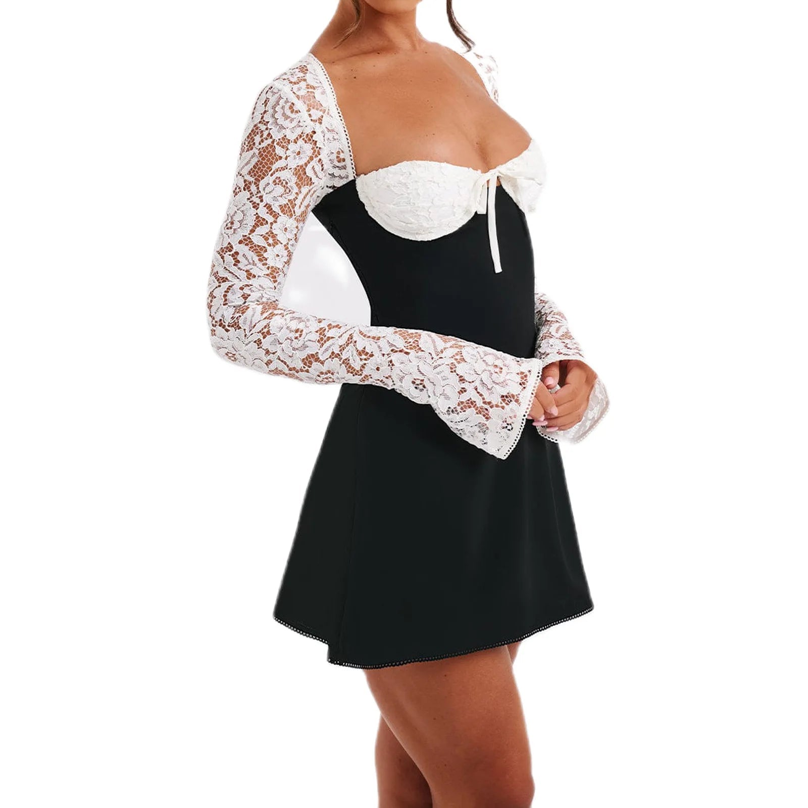 👗 Robe Courte Moulante en Dentelle - deslyshopping