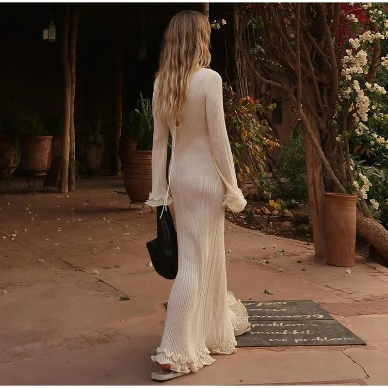 Robe en tricot avec ourlet à volants - deslyshopping