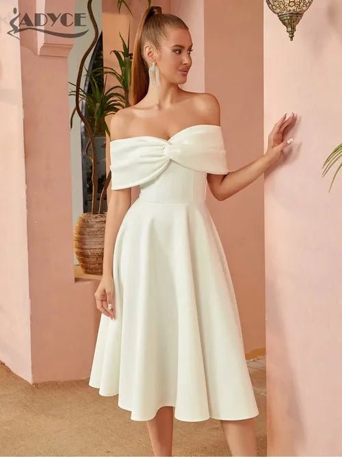 Robe Femme Épaules Dénudées avec Nœud - deslyshopping