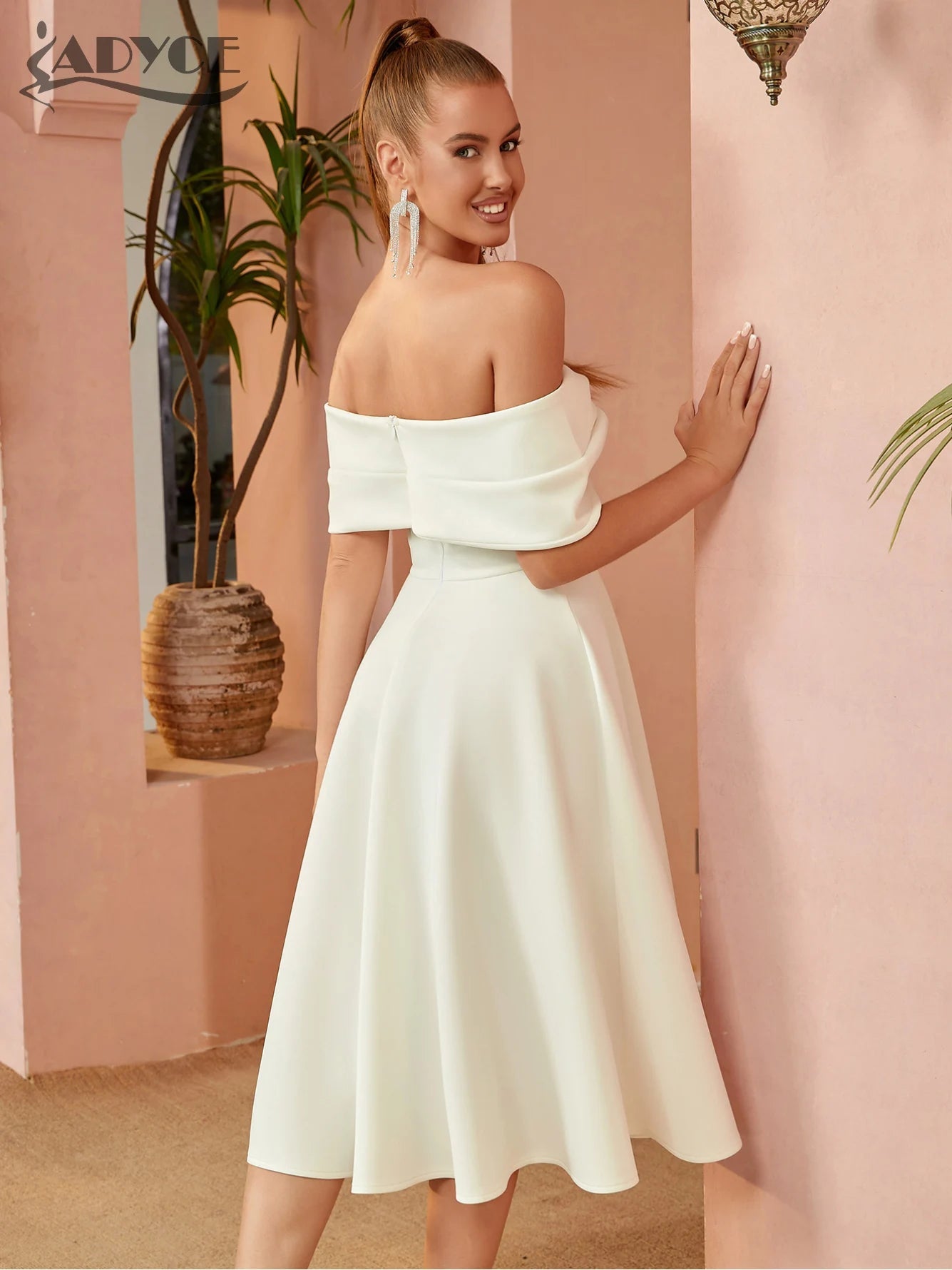 Robe Femme Épaules Dénudées avec Nœud - deslyshopping