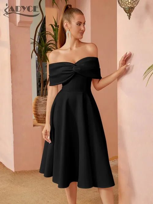 Robe Femme Épaules Dénudées avec Nœud - deslyshopping