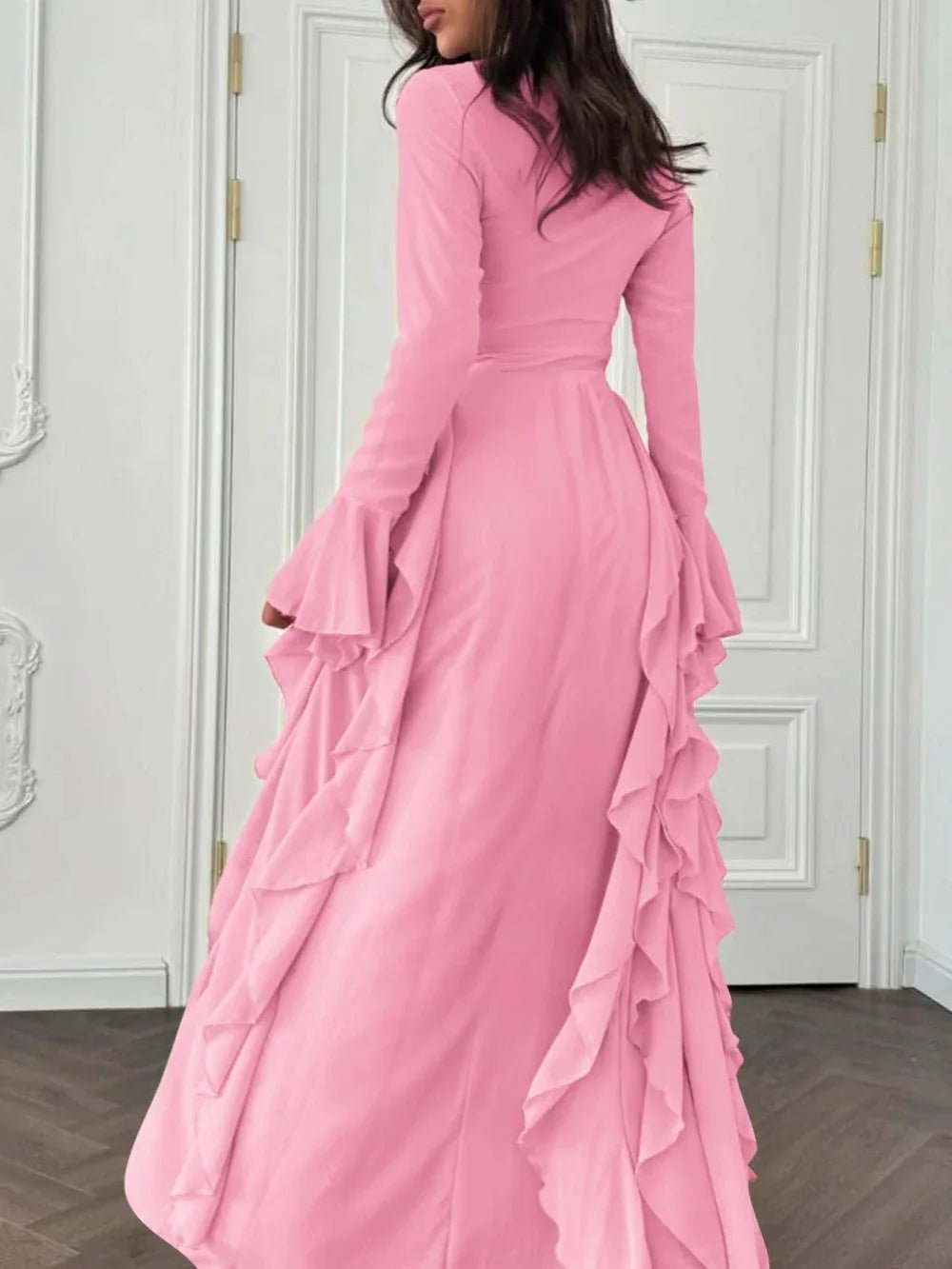 Robe Longue Taille Haute Femme – Élégante à Manches Cloche - deslyshopping