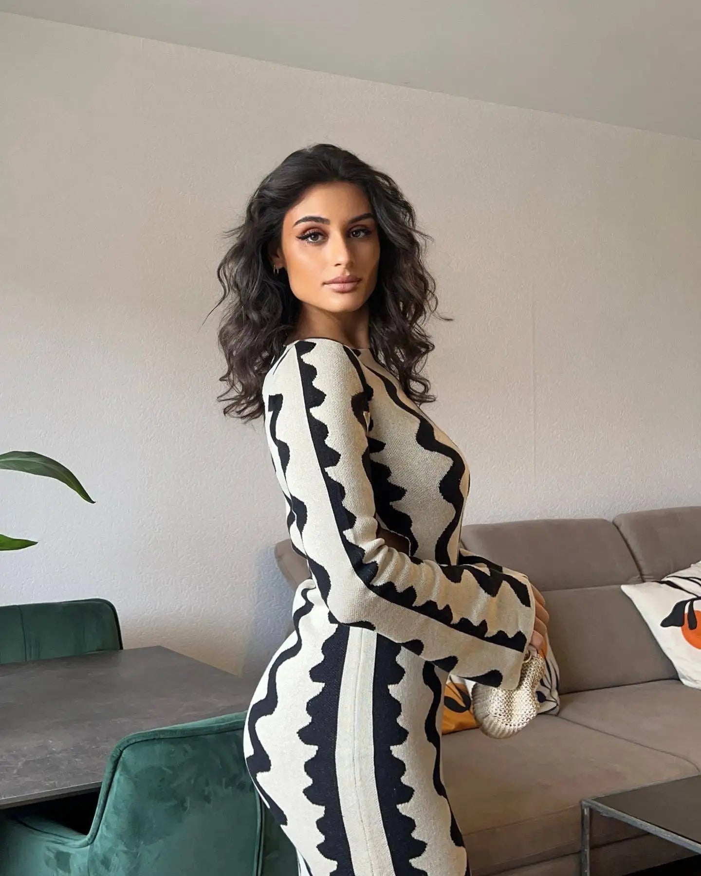 Robe Maxi Moulante Rayée – Robe Bohème Chic en Maille - deslyshopping