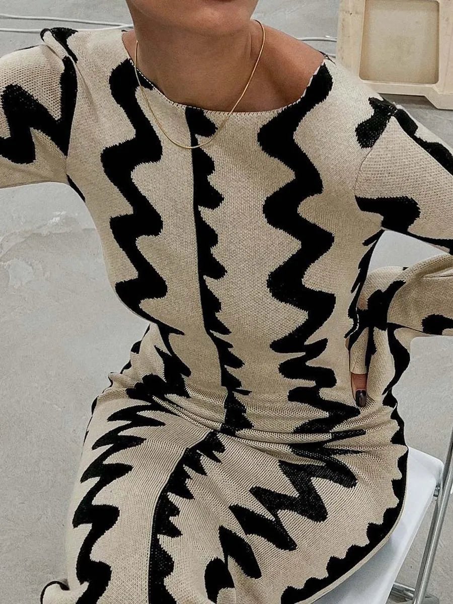 Robe Maxi Moulante Rayée – Robe Bohème Chic en Maille - deslyshopping