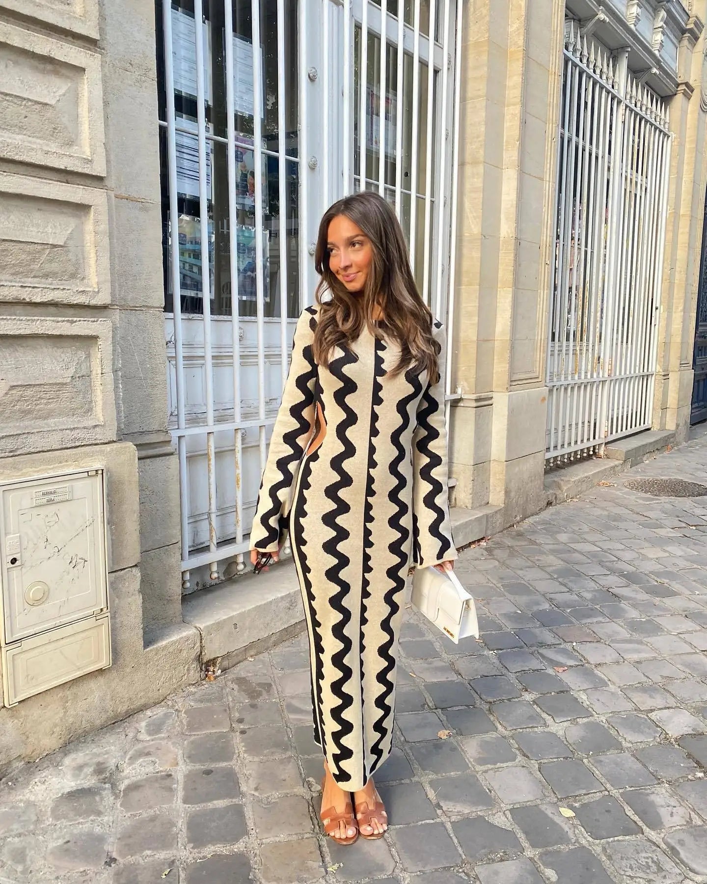 Robe Maxi Moulante Rayée – Robe Bohème Chic en Maille - deslyshopping