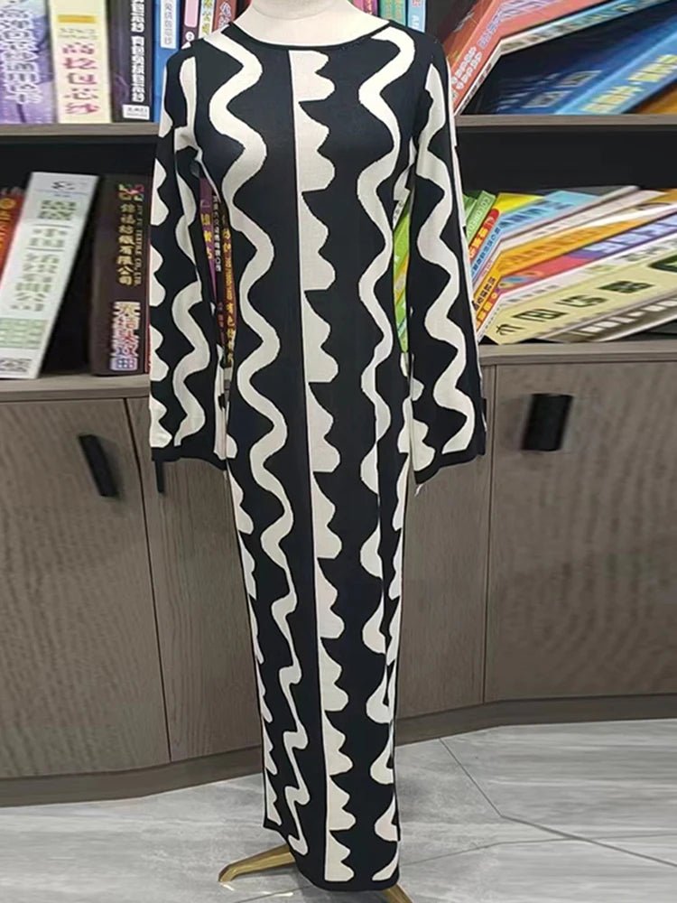 Robe Maxi Moulante Rayée – Robe Bohème Chic en Maille - deslyshopping