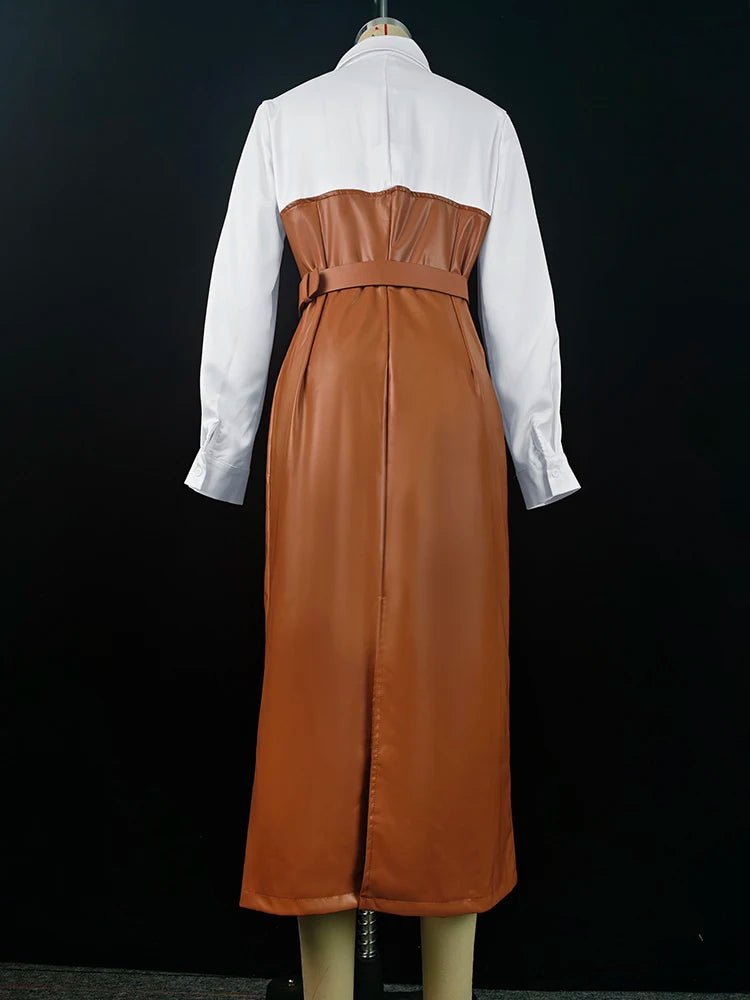 Robe Mi - Longue en Cuir PU Femme - deslyshopping