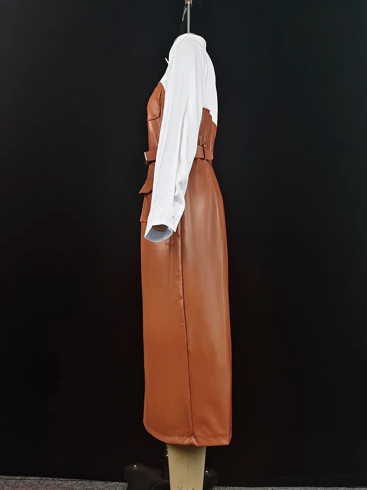 Robe Mi - Longue en Cuir PU Femme - deslyshopping