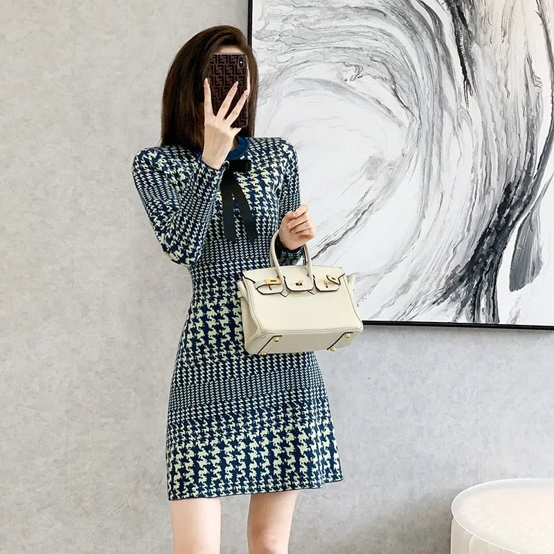 Robe pull trapèze à carreaux verts - deslyshopping
