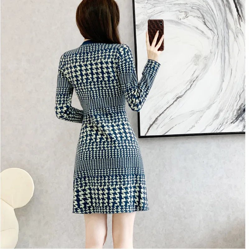 Robe pull trapèze à carreaux verts - deslyshopping