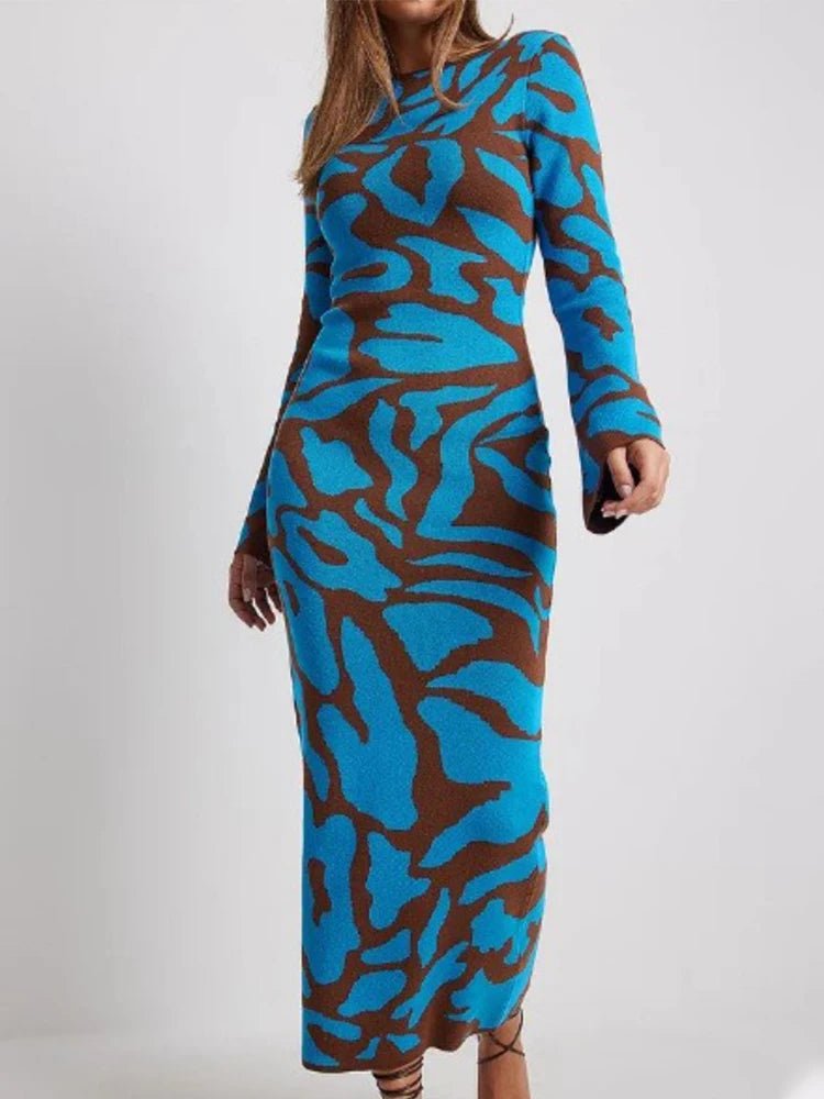 Robe Rayée Vintage Maxi – Robe Rétro Élégante Taille Haute - deslyshopping