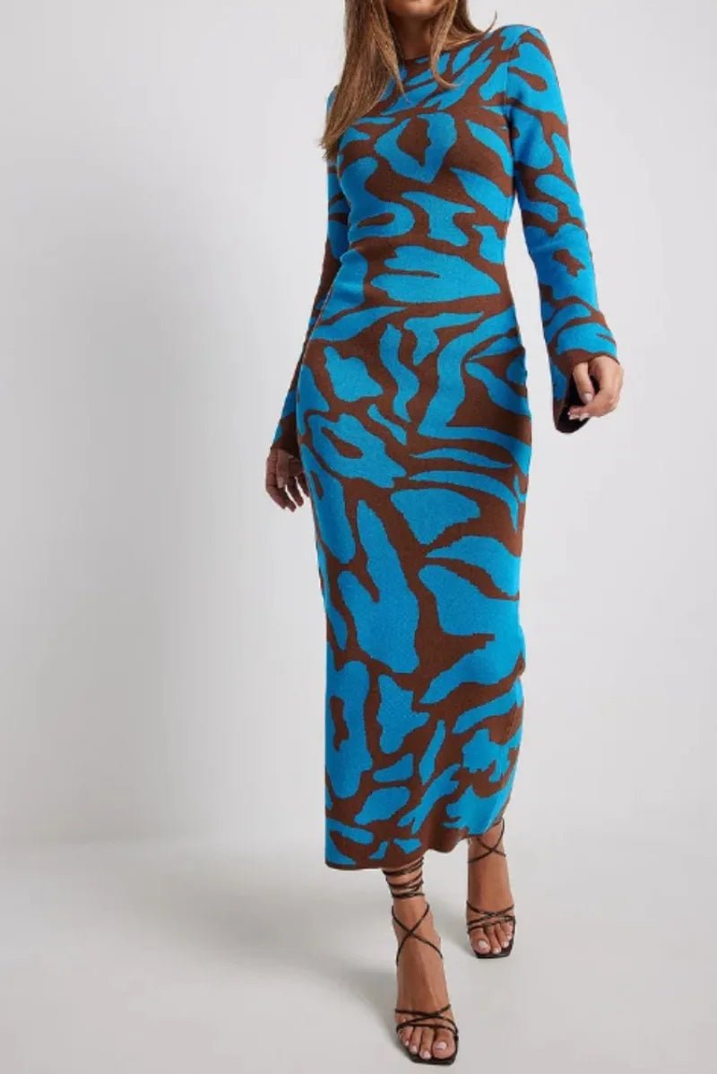 Robe Rayée Vintage Maxi – Robe Rétro Élégante Taille Haute - deslyshopping