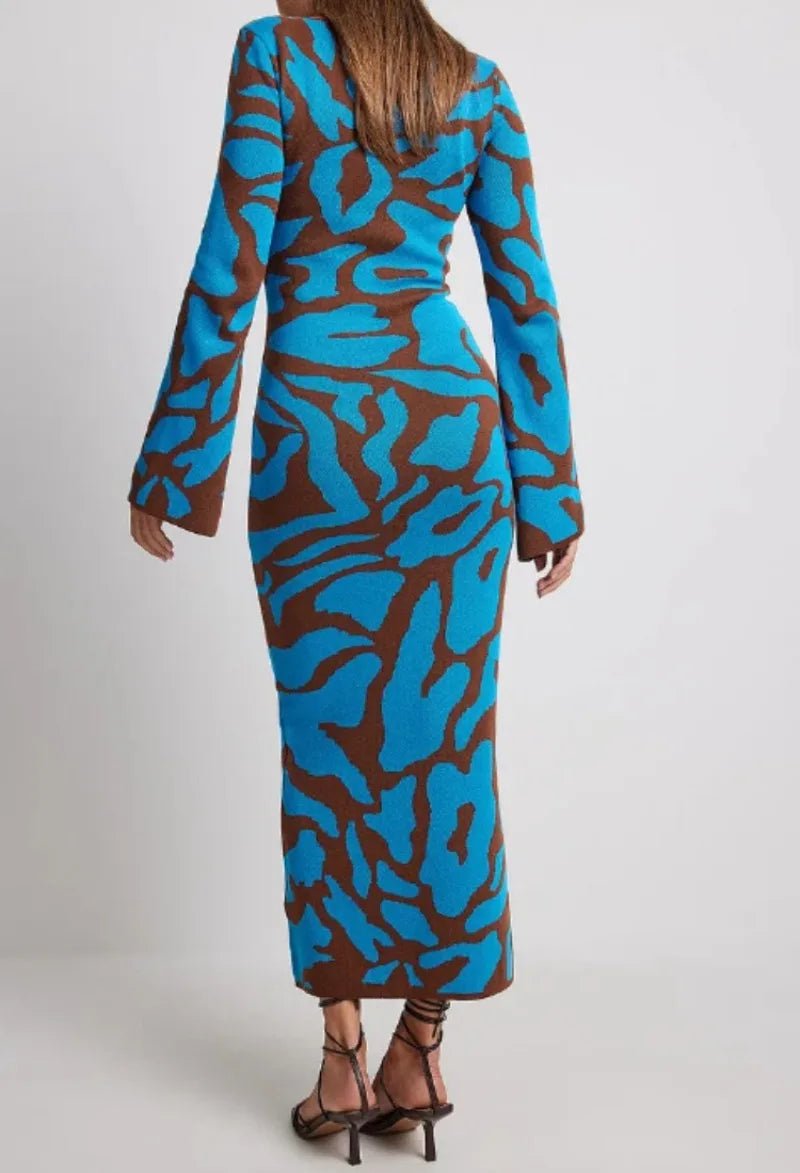 Robe Rayée Vintage Maxi – Robe Rétro Élégante Taille Haute - deslyshopping