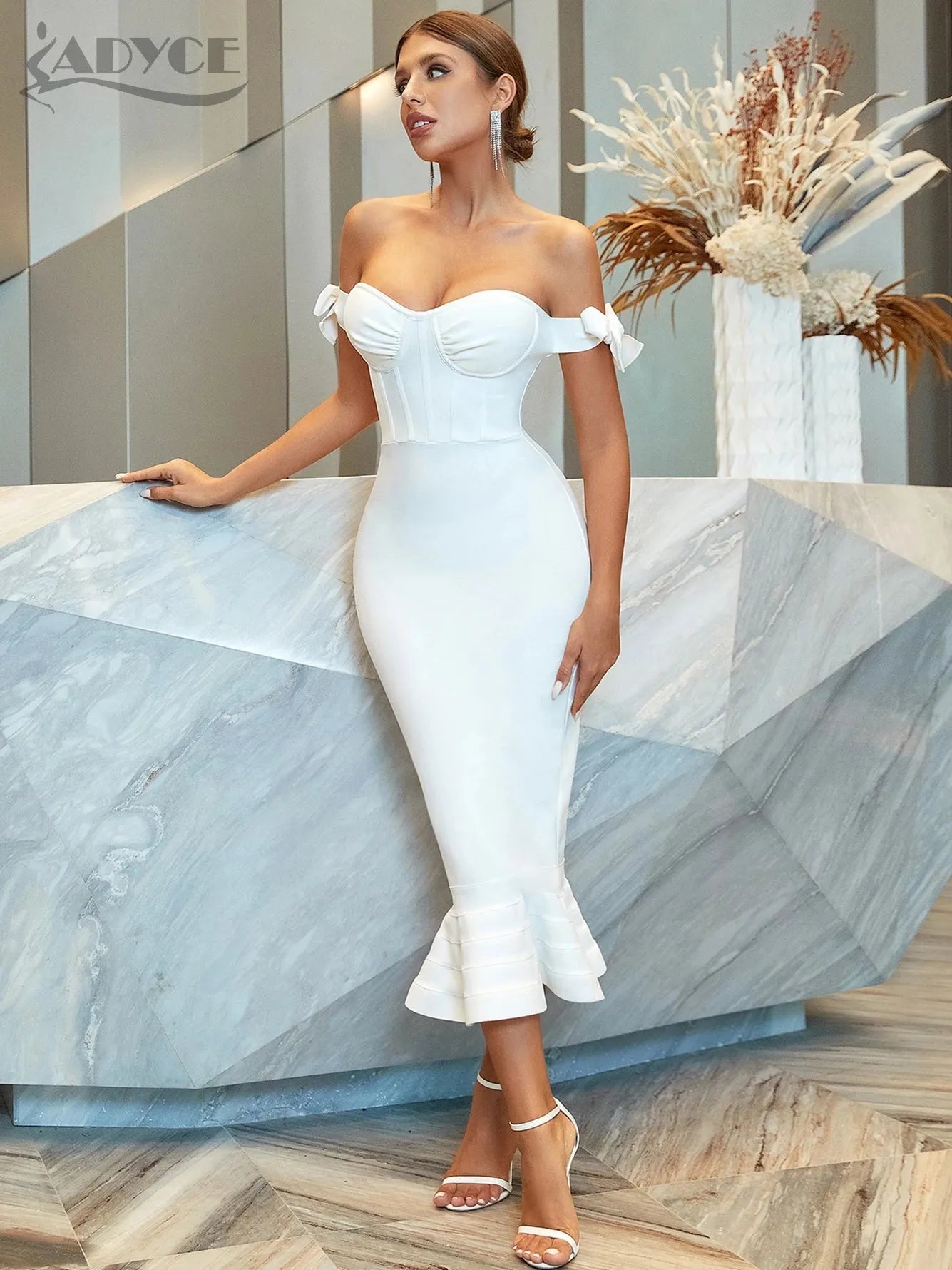 Robe Sirène Bandage à Épaules Dénudées - deslyshopping