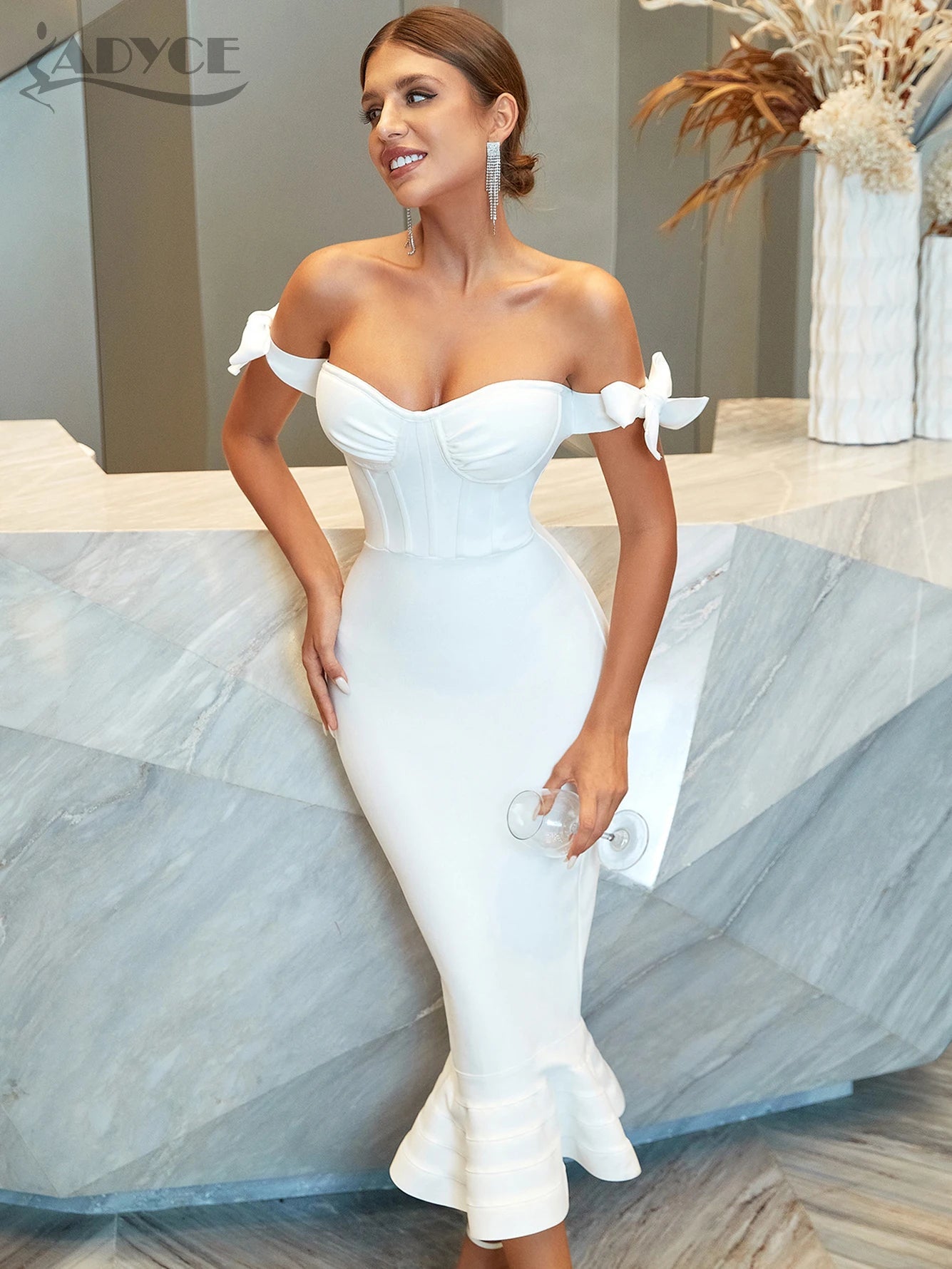 Robe Sirène Bandage à Épaules Dénudées - deslyshopping