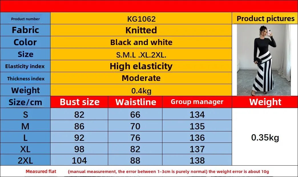 Robe Sirène Sexy Asymétrique – Robe Longue Rayée Automne/Hiver - deslyshopping