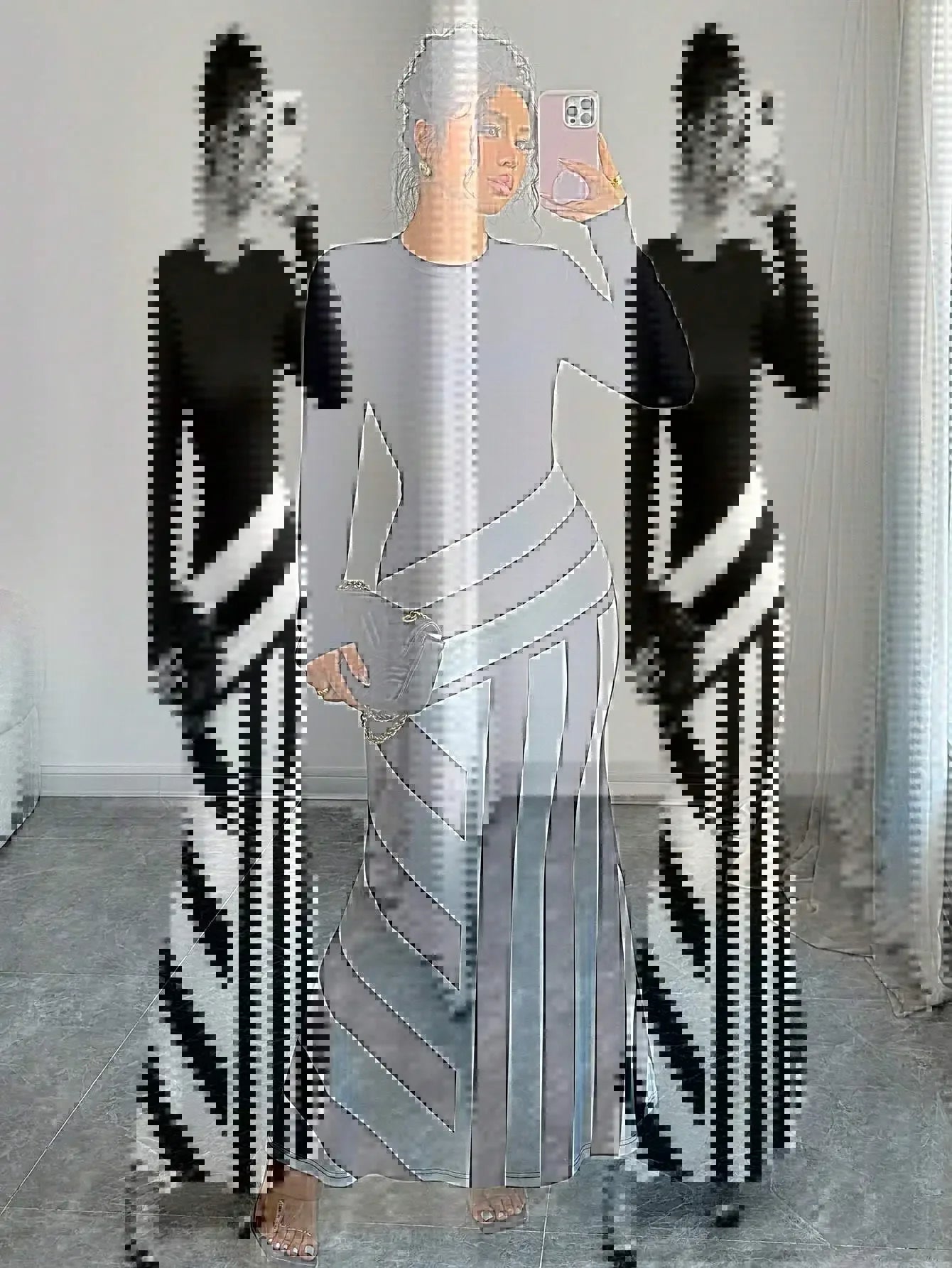 Robe Sirène Sexy Asymétrique – Robe Longue Rayée Automne/Hiver - deslyshopping