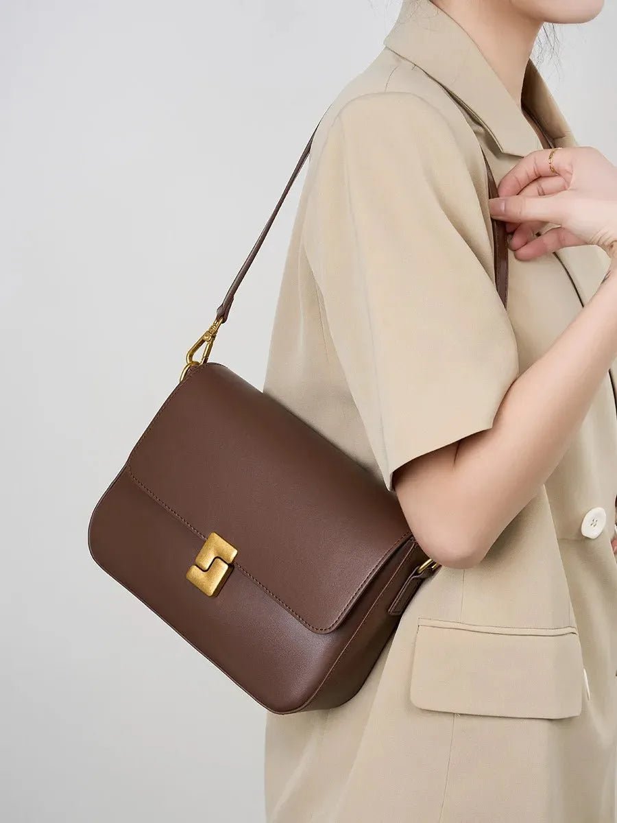 👜 Sac à Bandoulière Carré en Cuir Véritable - deslyshopping
