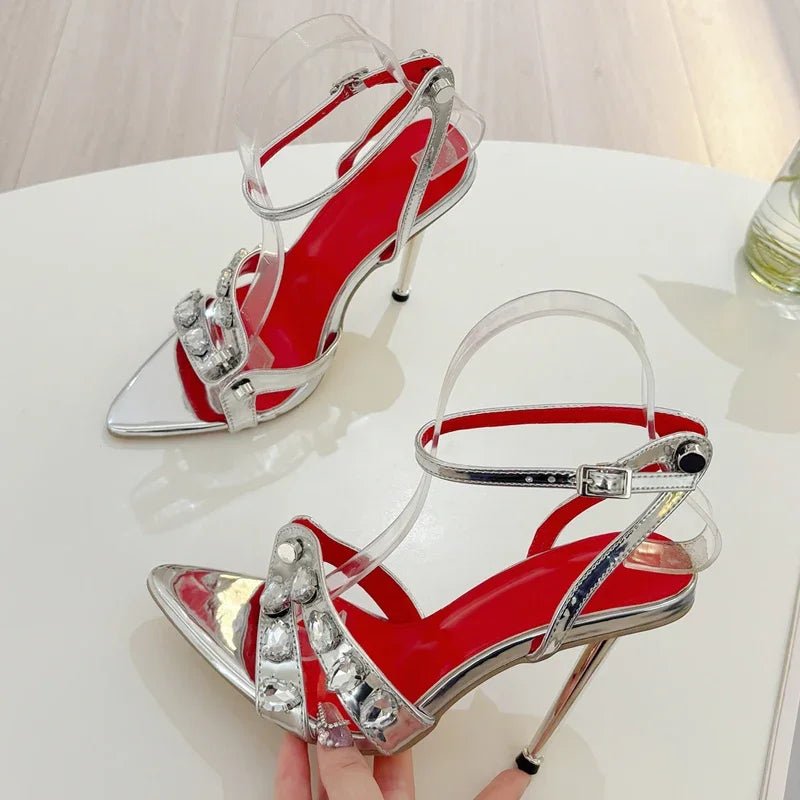 ✨ Sandales à Bout Pointu Style Urbain avec Rivets en Cristal👠 - deslyshopping