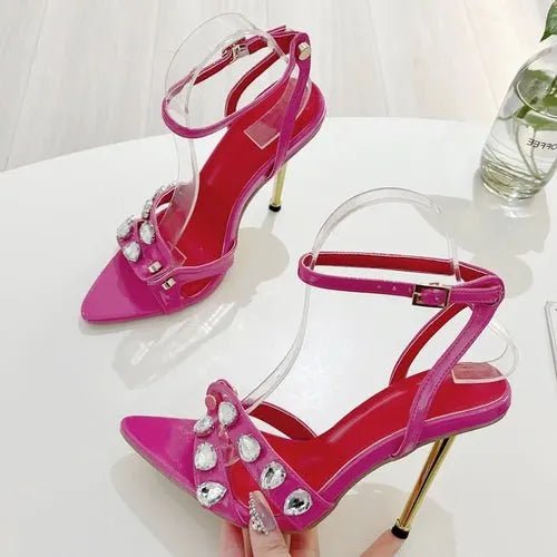 ✨ Sandales à Bout Pointu Style Urbain avec Rivets en Cristal👠 - deslyshopping