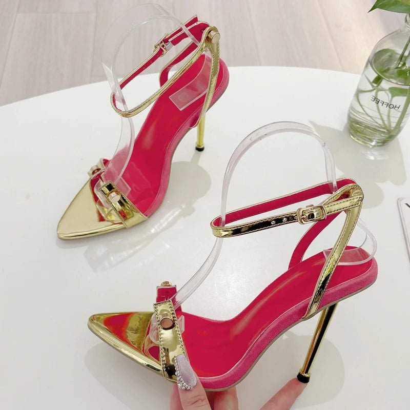 🌞 Sandales d'Été à Boucle et Rivets Dorés et Argentés 👡 - deslyshopping