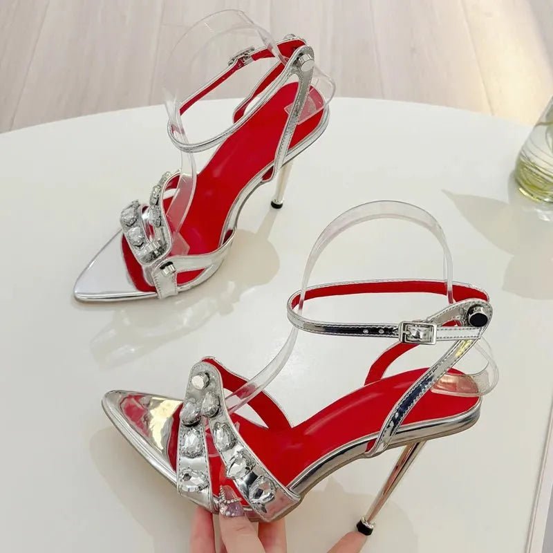 🌟 Sandales d'Été Sexy à Bout Ouvert avec Rivets en Cristal - deslyshopping