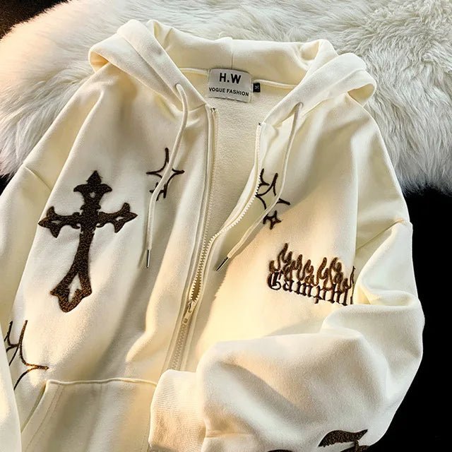 Sweat à capuche brodé gothique - deslyshopping