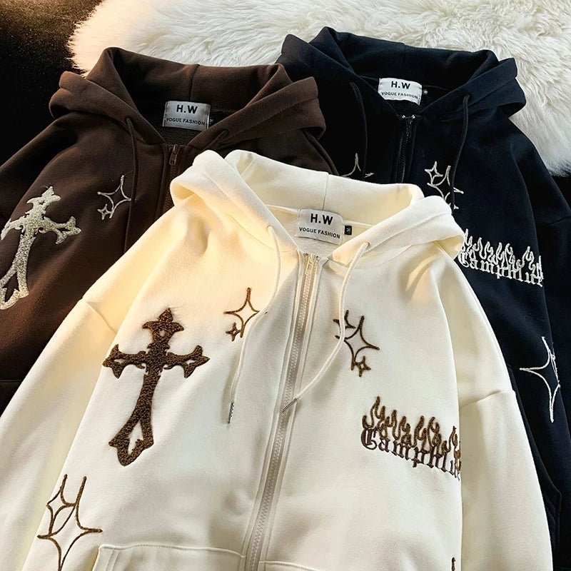Sweat à capuche brodé gothique - deslyshopping